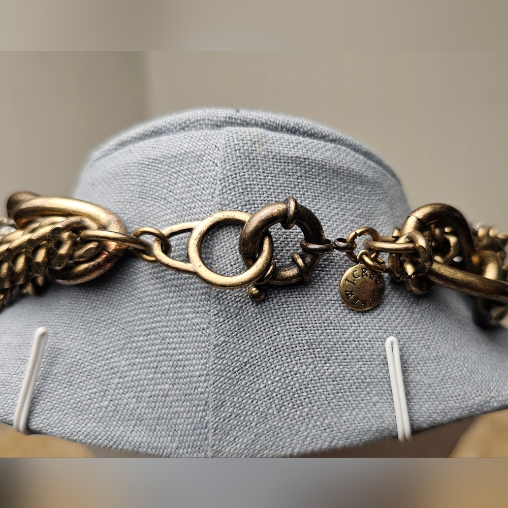[J. CREW] Chunky Chain Link Crystal Bunches Heavy Statement Necklace - Picture 6 of 16
